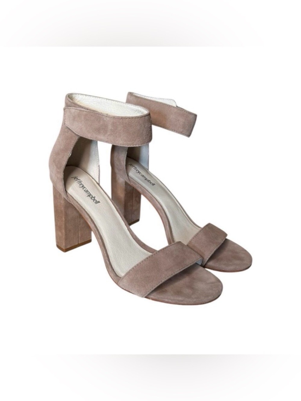 Jeffrey Campbell Taupe Lindsay Suede Block Heel Sandals - Size 8